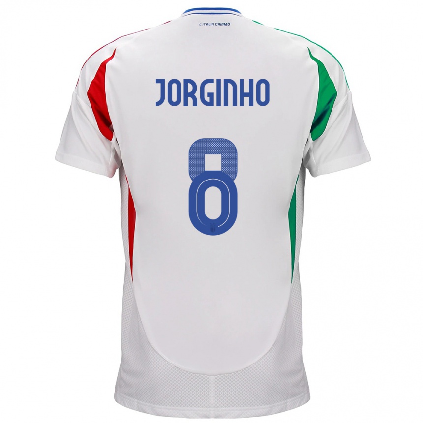 Kinder Fußball Italien Jorginho #8 Weiß Auswärtstrikot Trikot 24-26 T-Shirt Luxemburg