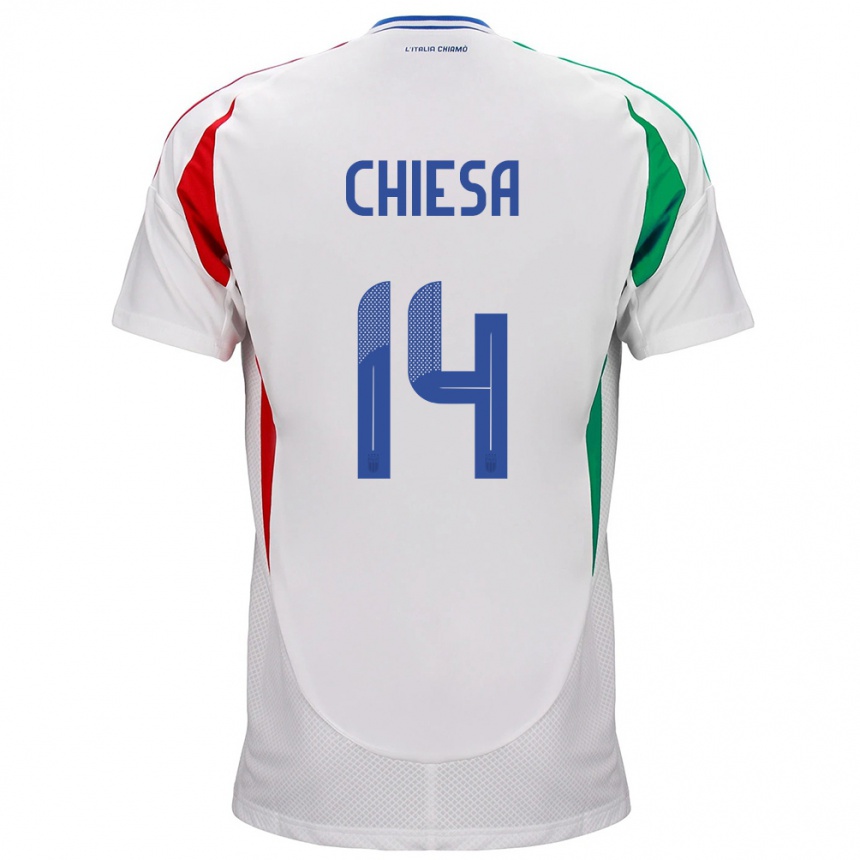 Kinder Fußball Italien Federico Chiesa #14 Weiß Auswärtstrikot Trikot 24-26 T-Shirt Luxemburg