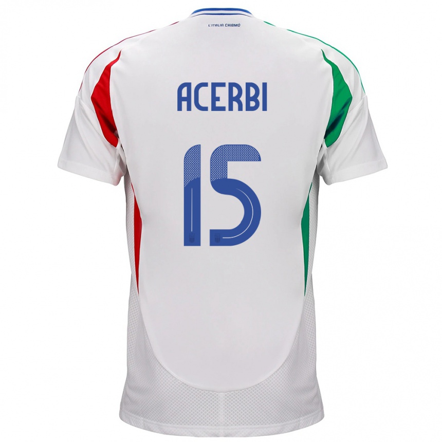 Kinder Fußball Italien Francesco Acerbi #15 Weiß Auswärtstrikot Trikot 24-26 T-Shirt Luxemburg