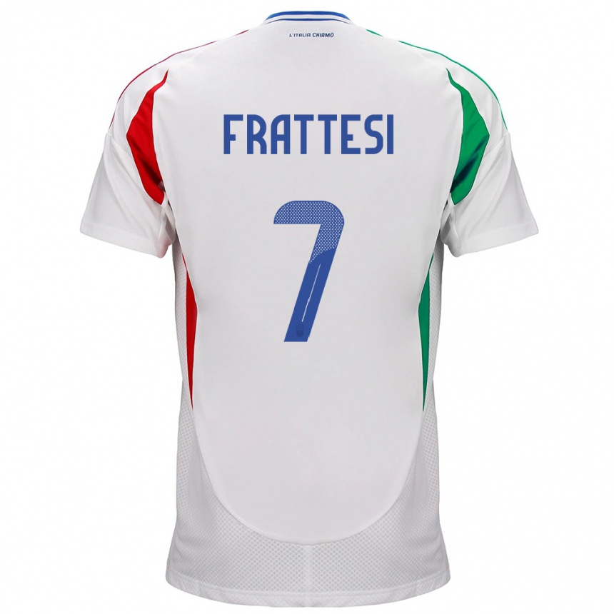 Kinder Fußball Italien Davide Frattesi #7 Weiß Auswärtstrikot Trikot 24-26 T-Shirt Luxemburg