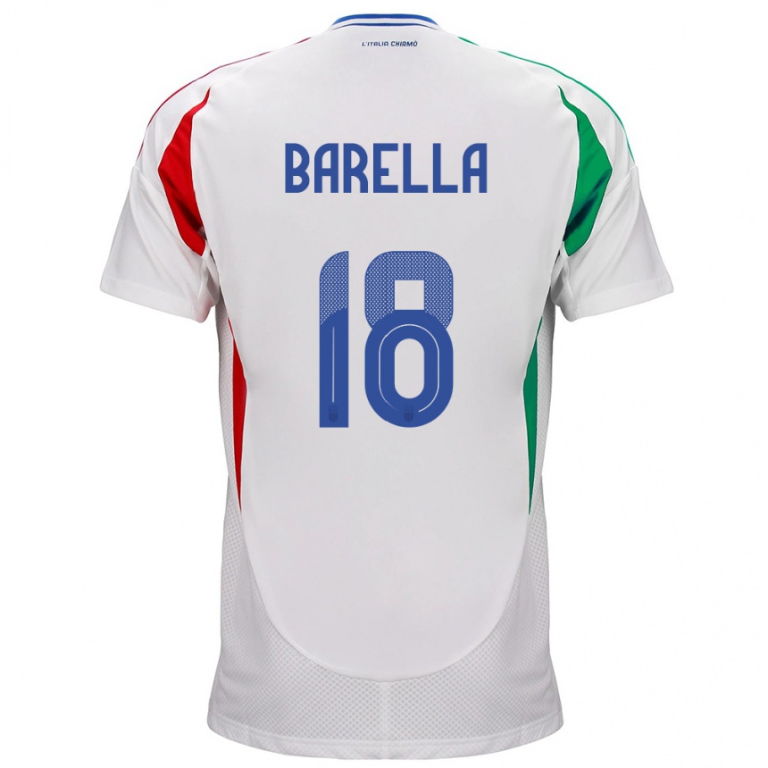 Kinder Fußball Italien Nicolò Barella #18 Weiß Auswärtstrikot Trikot 24-26 T-Shirt Luxemburg