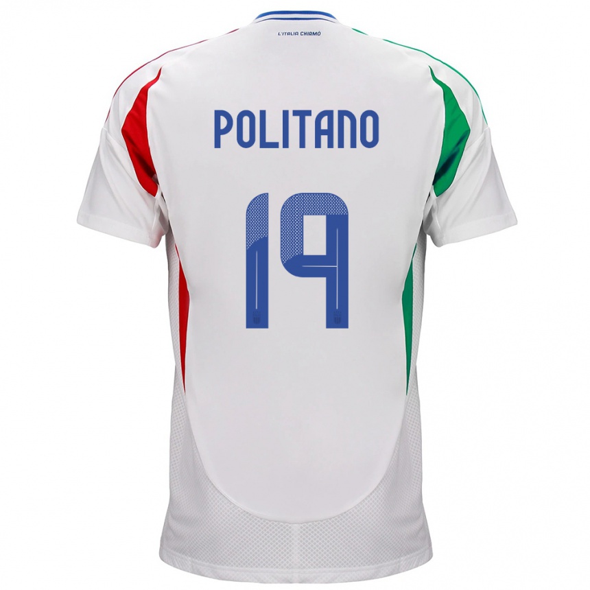 Kinder Fußball Italien Matteo Politano #19 Weiß Auswärtstrikot Trikot 24-26 T-Shirt Luxemburg