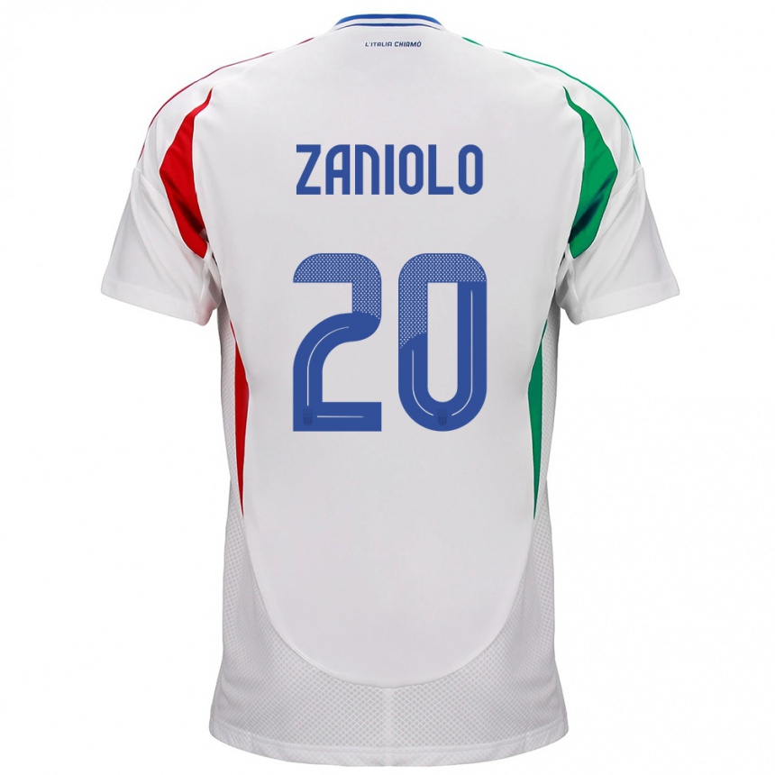 Kinder Fußball Italien Nicolò Zaniolo #20 Weiß Auswärtstrikot Trikot 24-26 T-Shirt Luxemburg