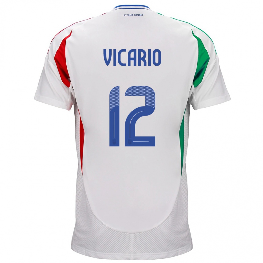 Kinder Fußball Italien Guglielmo Vicario #12 Weiß Auswärtstrikot Trikot 24-26 T-Shirt Luxemburg