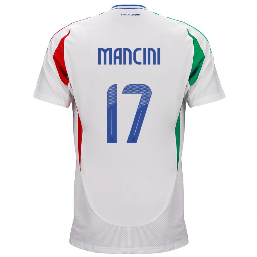 Kinder Fußball Italien Gianluca Mancini #17 Weiß Auswärtstrikot Trikot 24-26 T-Shirt Luxemburg