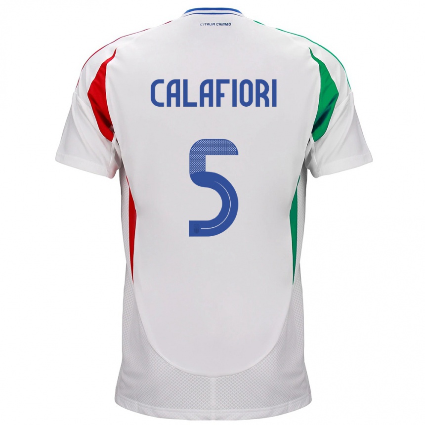 Kinder Fußball Italien Riccardo Calafiori #5 Weiß Auswärtstrikot Trikot 24-26 T-Shirt Luxemburg