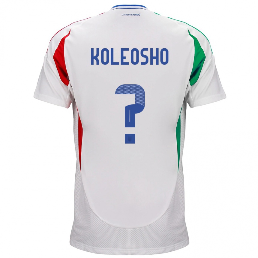 Kinder Fußball Italien Luca Koleosho #0 Weiß Auswärtstrikot Trikot 24-26 T-Shirt Luxemburg