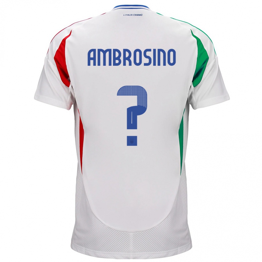 Kinder Fußball Italien Giuseppe Ambrosino #0 Weiß Auswärtstrikot Trikot 24-26 T-Shirt Luxemburg