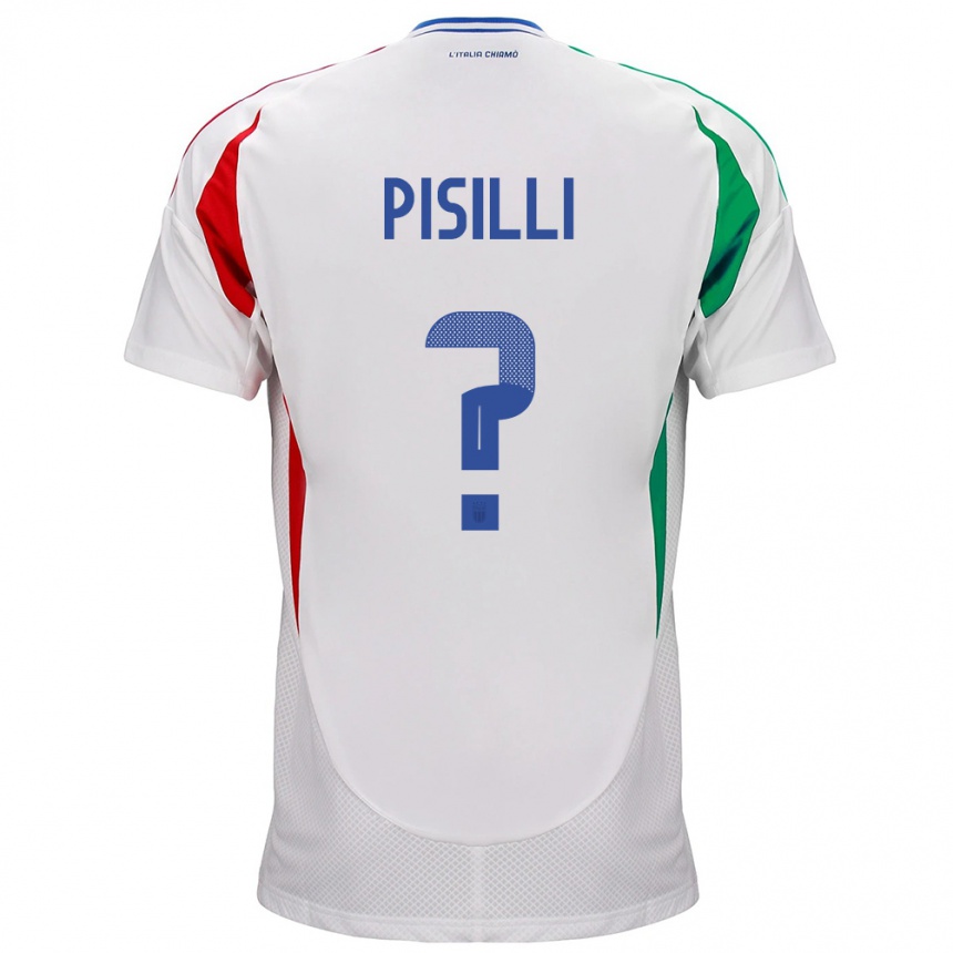 Kinder Fußball Italien Niccolò Pisilli #0 Weiß Auswärtstrikot Trikot 24-26 T-Shirt Luxemburg