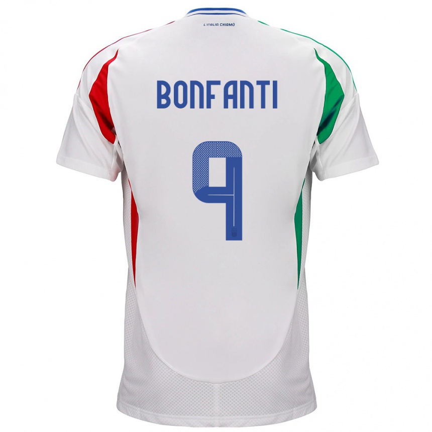 Kinder Fußball Italien Nicholas Bonfanti #9 Weiß Auswärtstrikot Trikot 24-26 T-Shirt Luxemburg