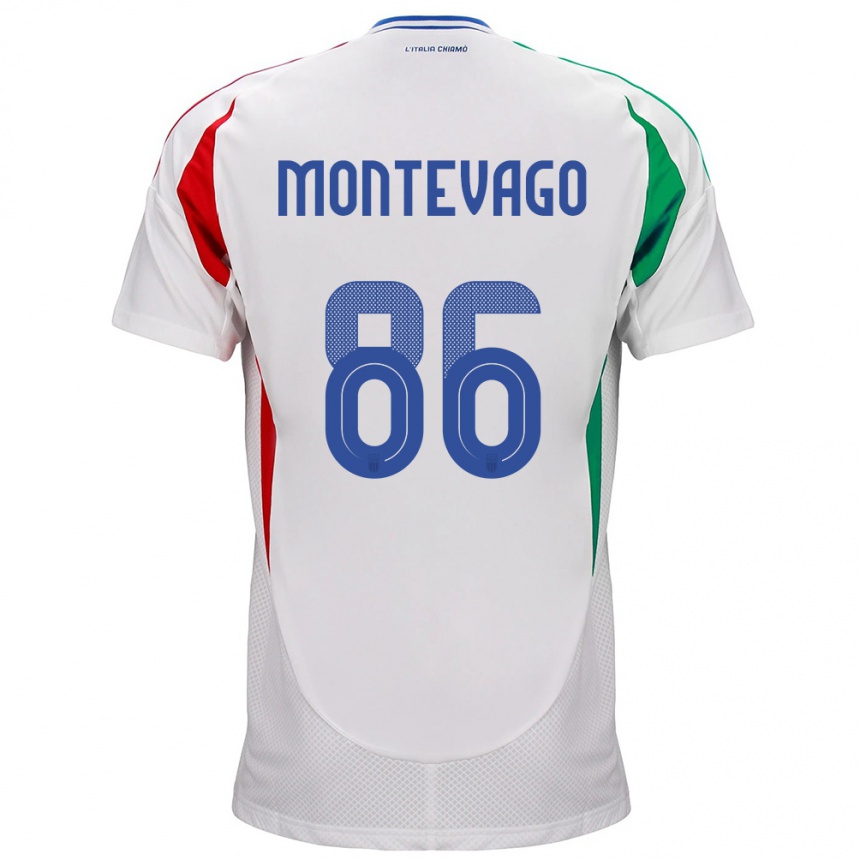 Kinder Fußball Italien Daniele Montevago #86 Weiß Auswärtstrikot Trikot 24-26 T-Shirt Luxemburg