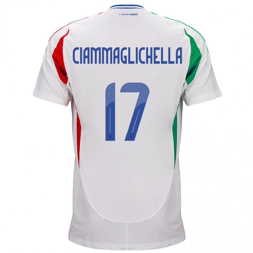 Kinder Fußball Italien Aaron Ciammaglichella #17 Weiß Auswärtstrikot Trikot 24-26 T-Shirt Luxemburg