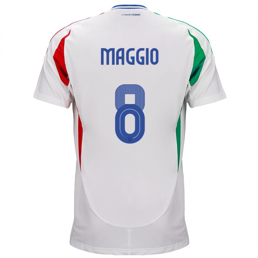 Kinder Fußball Italien Luca Di Maggio #8 Weiß Auswärtstrikot Trikot 24-26 T-Shirt Luxemburg