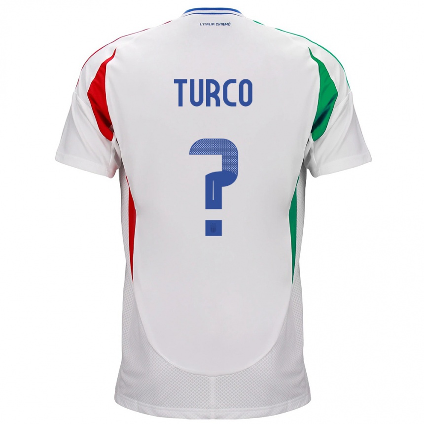 Kinder Fußball Italien Stefano Turco #0 Weiß Auswärtstrikot Trikot 24-26 T-Shirt Luxemburg