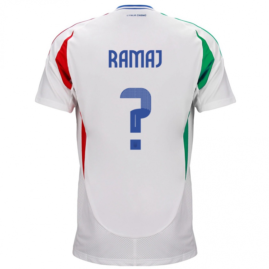 Kinder Fußball Italien Gabriel Ramaj #0 Weiß Auswärtstrikot Trikot 24-26 T-Shirt Luxemburg