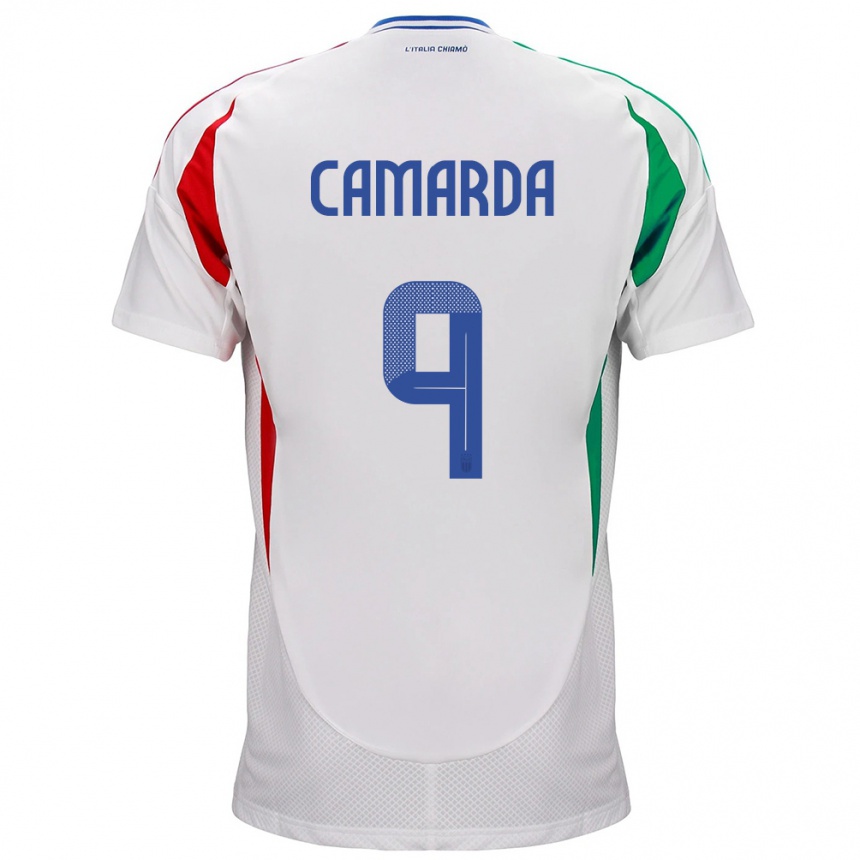 Kinder Fußball Italien Francesco Camarda #9 Weiß Auswärtstrikot Trikot 24-26 T-Shirt Luxemburg