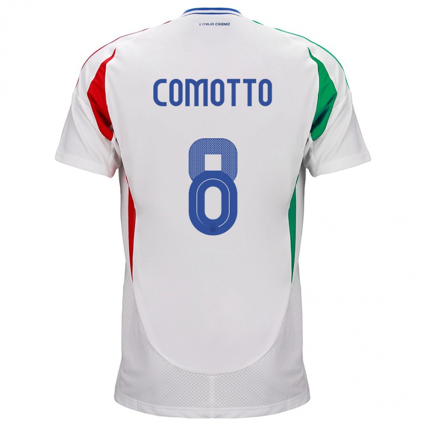 Kinder Fußball Italien Christian Comotto #8 Weiß Auswärtstrikot Trikot 24-26 T-Shirt Luxemburg