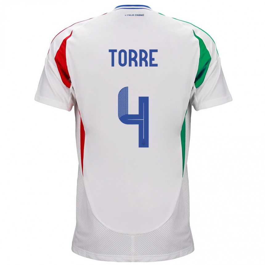 Kinder Fußball Italien Pietro La Torre #4 Weiß Auswärtstrikot Trikot 24-26 T-Shirt Luxemburg