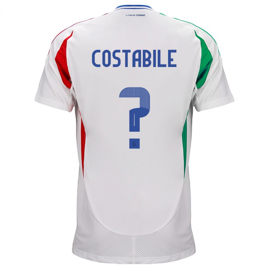 Kinder Fußball Italien Cristian Costabile #0 Weiß Auswärtstrikot Trikot 24-26 T-Shirt Luxemburg