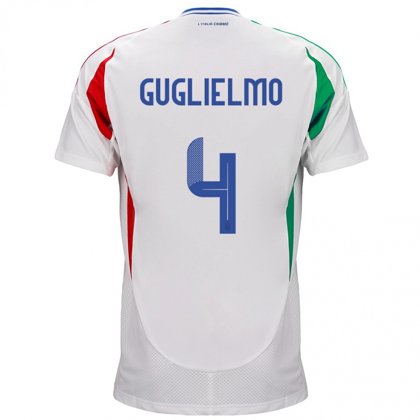 Kinder Fußball Italien Lucia Di Guglielmo #4 Weiß Auswärtstrikot Trikot 24-26 T-Shirt Luxemburg