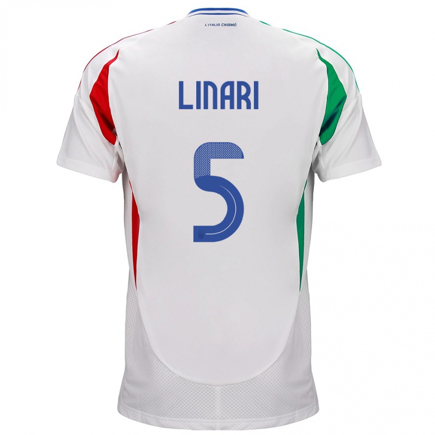 Kinder Fußball Italien Elena Linari #5 Weiß Auswärtstrikot Trikot 24-26 T-Shirt Luxemburg