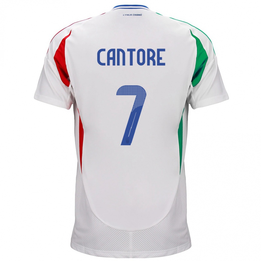 Kinder Fußball Italien Sofia Cantore #7 Weiß Auswärtstrikot Trikot 24-26 T-Shirt Luxemburg