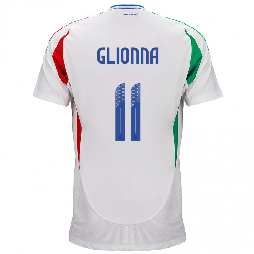 Kinder Fußball Italien Benedetta Glionna #11 Weiß Auswärtstrikot Trikot 24-26 T-Shirt Luxemburg