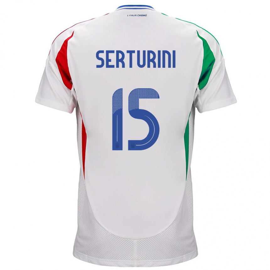 Kinder Fußball Italien Annamaria Serturini #15 Weiß Auswärtstrikot Trikot 24-26 T-Shirt Luxemburg