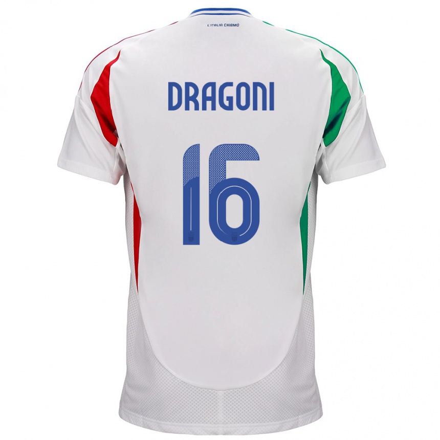 Kinder Fußball Italien Giulia Dragoni #16 Weiß Auswärtstrikot Trikot 24-26 T-Shirt Luxemburg