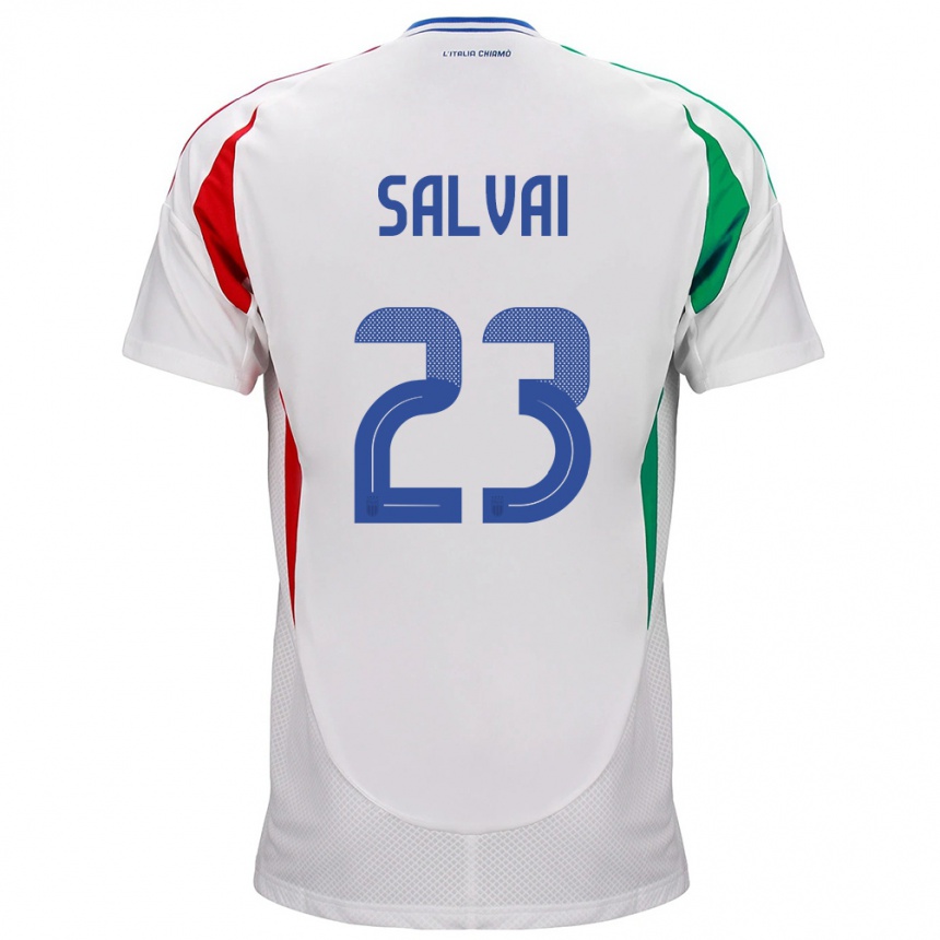 Kinder Fußball Italien Cecilia Salvai #23 Weiß Auswärtstrikot Trikot 24-26 T-Shirt Luxemburg