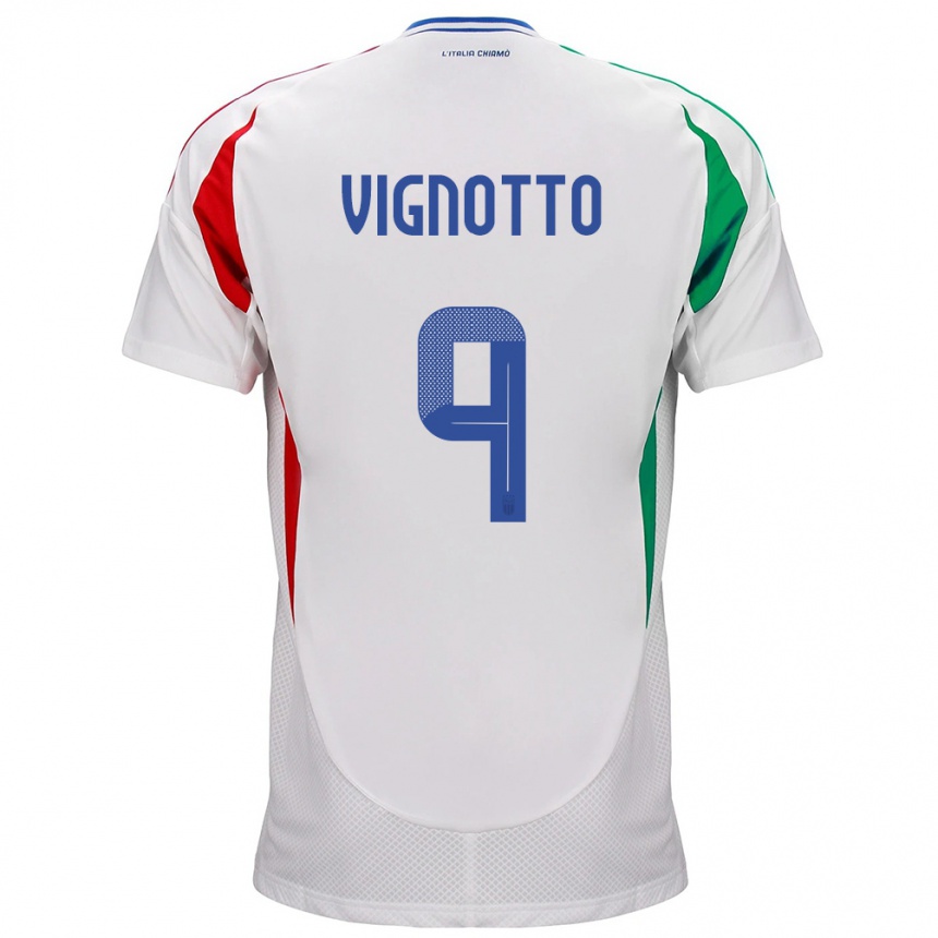 Kinder Fußball Italien Elisabetta Vignotto #9 Weiß Auswärtstrikot Trikot 24-26 T-Shirt Luxemburg