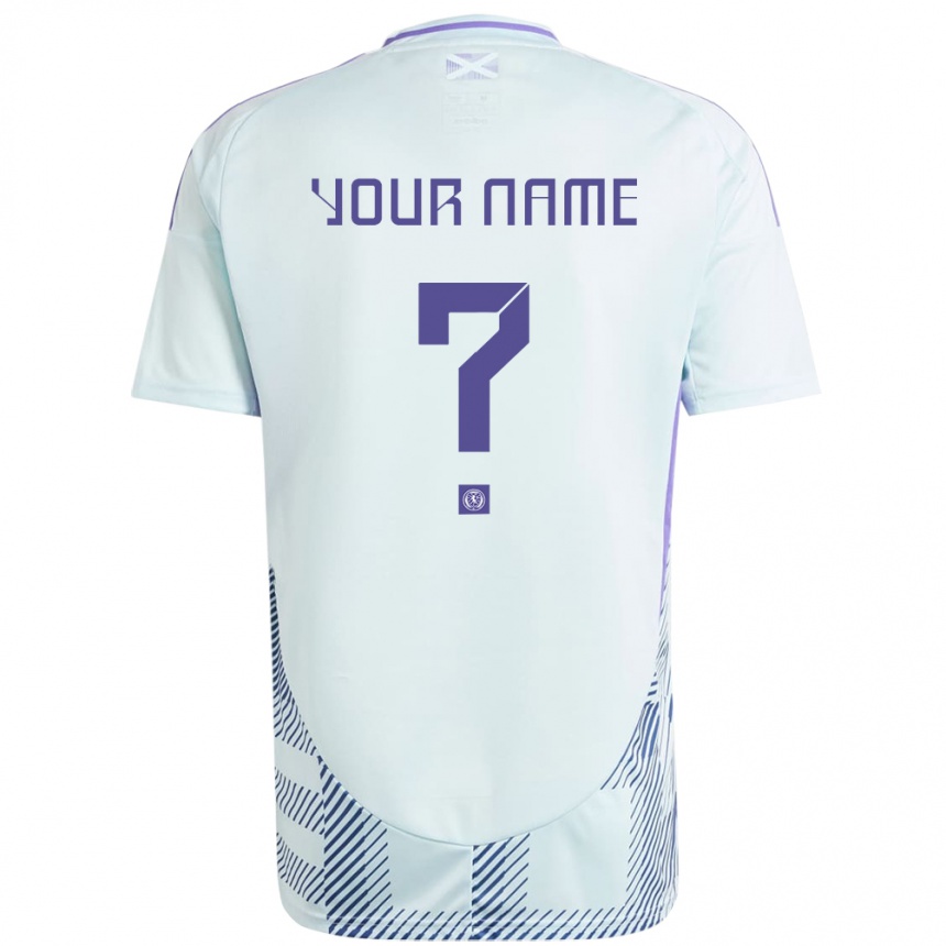 Kinder Fußball Schottland Ihren Namen #0 Helles Mintblau Auswärtstrikot Trikot 24-26 T-Shirt Luxemburg