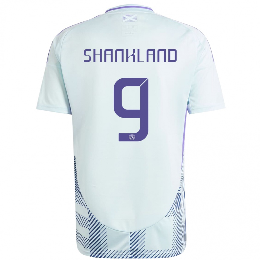 Kinder Fußball Schottland Lawrence Shankland #9 Helles Mintblau Auswärtstrikot Trikot 24-26 T-Shirt Luxemburg