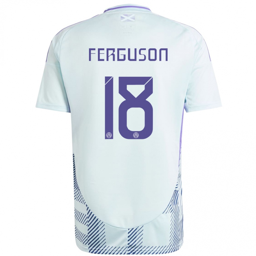 Kinder Fußball Schottland Lewis Ferguson #18 Helles Mintblau Auswärtstrikot Trikot 24-26 T-Shirt Luxemburg