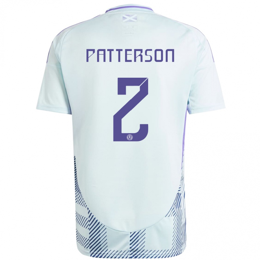 Kinder Fußball Schottland Nathan Patterson #2 Helles Mintblau Auswärtstrikot Trikot 24-26 T-Shirt Luxemburg