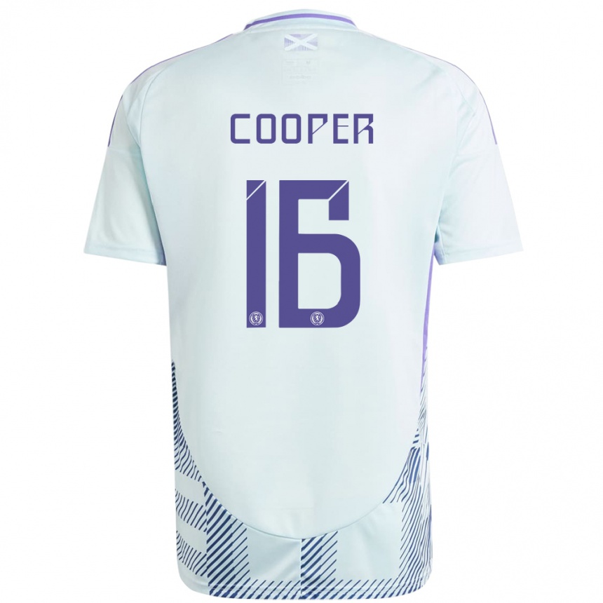 Kinder Fußball Schottland Liam Cooper #16 Helles Mintblau Auswärtstrikot Trikot 24-26 T-Shirt Luxemburg