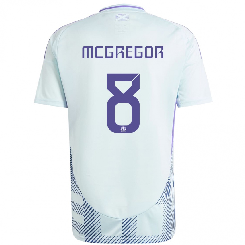 Kinder Fußball Schottland Callum Mcgregor #8 Helles Mintblau Auswärtstrikot Trikot 24-26 T-Shirt Luxemburg