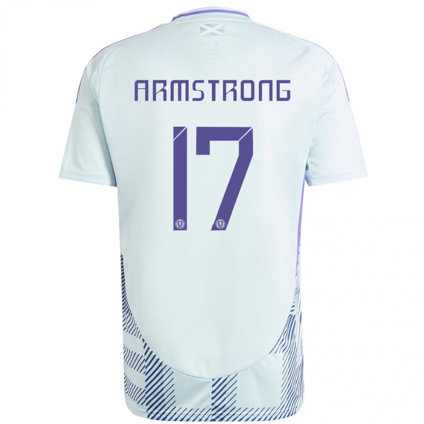 Kinder Fußball Schottland Stuart Armstrong #17 Helles Mintblau Auswärtstrikot Trikot 24-26 T-Shirt Luxemburg