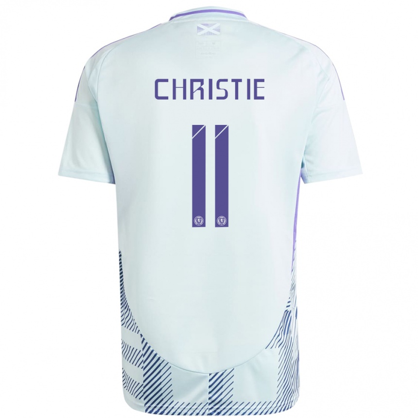 Kinder Fußball Schottland Ryan Christie #11 Helles Mintblau Auswärtstrikot Trikot 24-26 T-Shirt Luxemburg