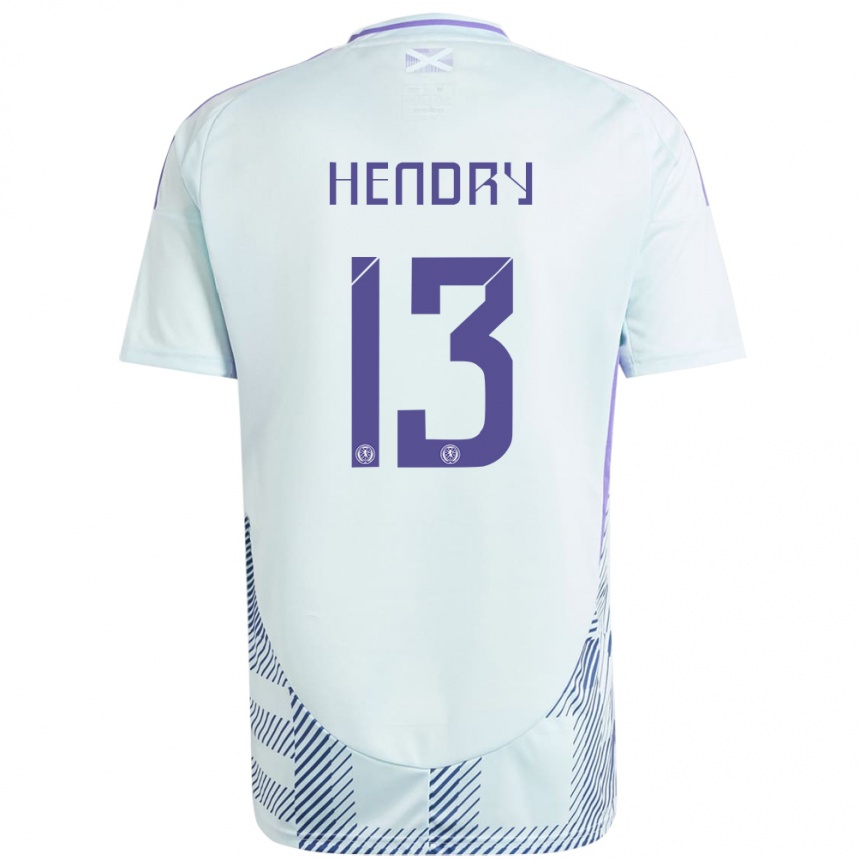 Kinder Fußball Schottland Jack Hendry #13 Helles Mintblau Auswärtstrikot Trikot 24-26 T-Shirt Luxemburg