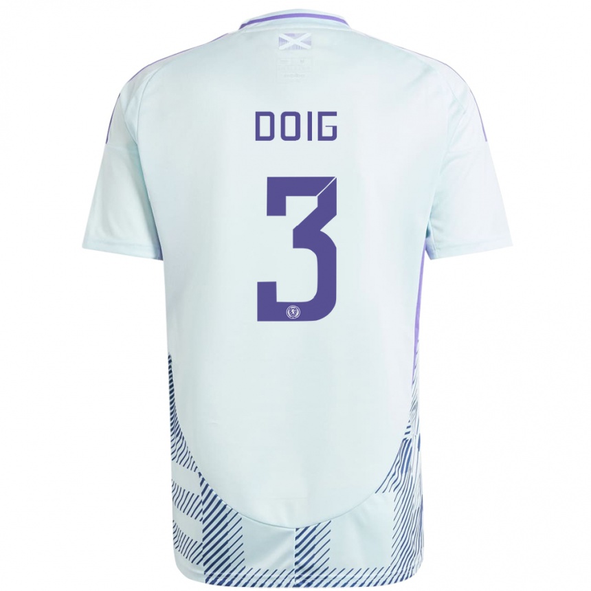 Kinder Fußball Schottland Josh Doig #3 Helles Mintblau Auswärtstrikot Trikot 24-26 T-Shirt Luxemburg
