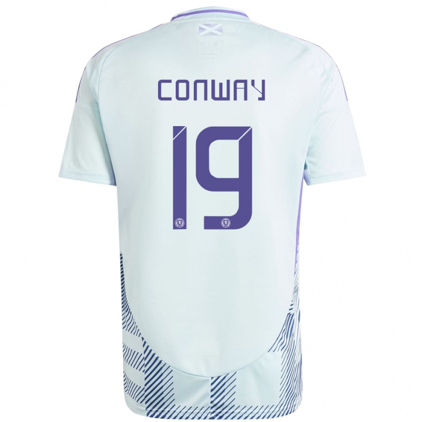 Kinder Fußball Schottland Tommy Conway #19 Helles Mintblau Auswärtstrikot Trikot 24-26 T-Shirt Luxemburg