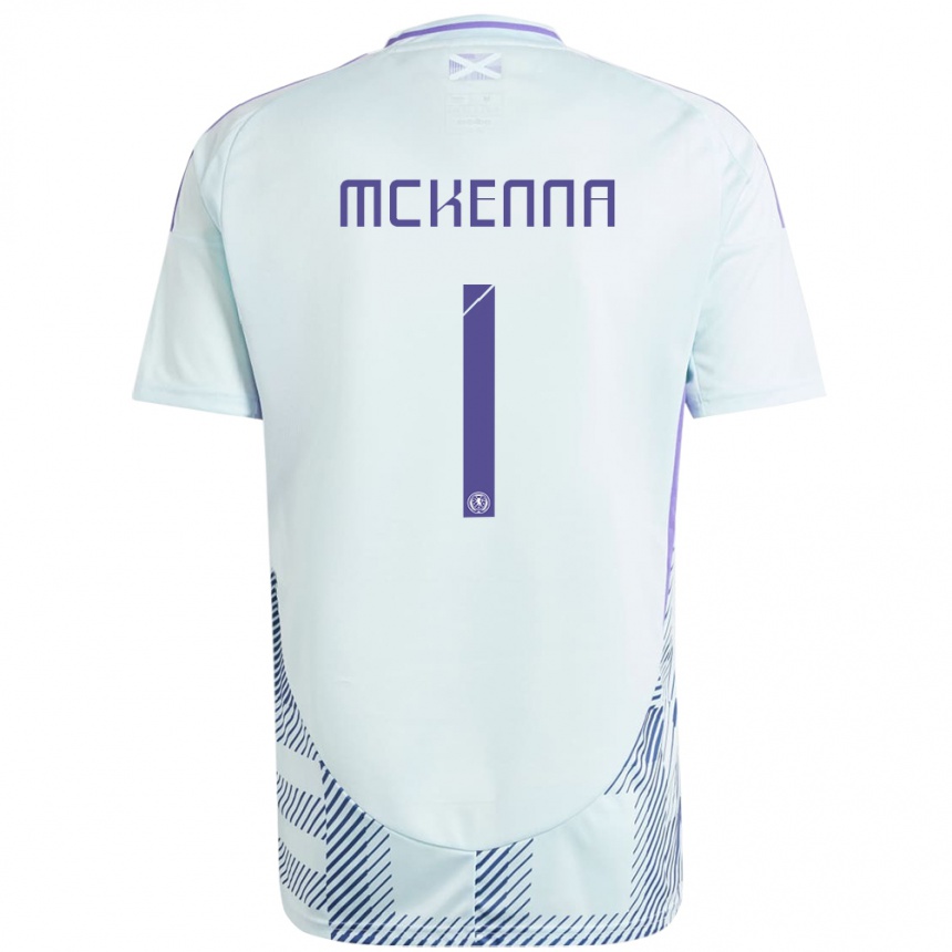 Kinder Fußball Schottland Callan Mckenna #1 Helles Mintblau Auswärtstrikot Trikot 24-26 T-Shirt Luxemburg