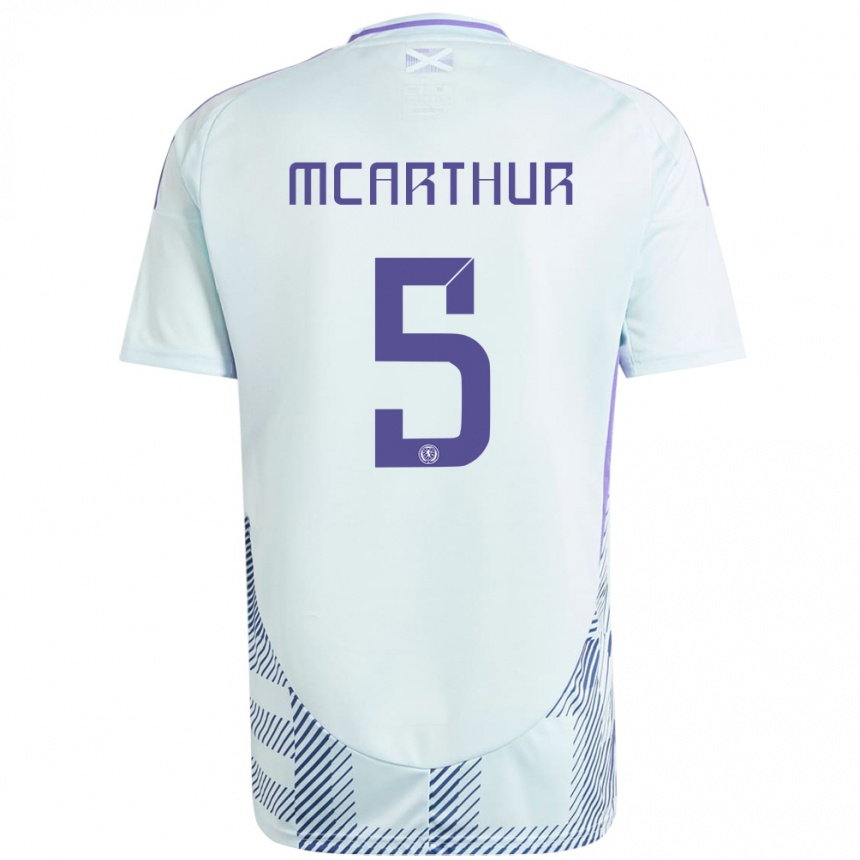 Kinder Fußball Schottland Charlie Mcarthur #5 Helles Mintblau Auswärtstrikot Trikot 24-26 T-Shirt Luxemburg