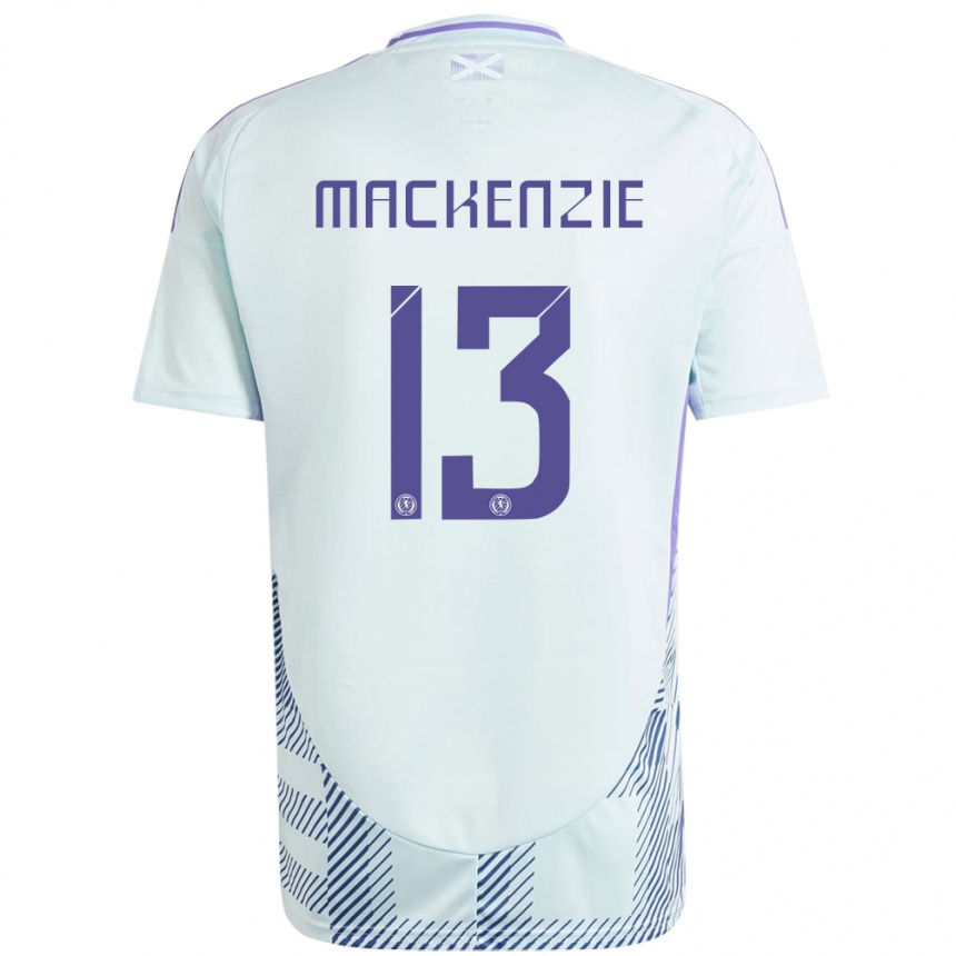 Kinder Fußball Schottland Zander Mackenzie #13 Helles Mintblau Auswärtstrikot Trikot 24-26 T-Shirt Luxemburg