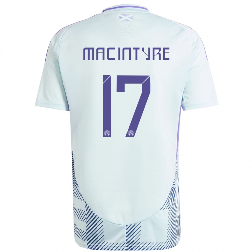 Kinder Fußball Schottland Jacob Macintyre #17 Helles Mintblau Auswärtstrikot Trikot 24-26 T-Shirt Luxemburg