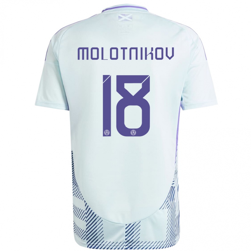 Kinder Fußball Schottland Rudi Molotnikov #18 Helles Mintblau Auswärtstrikot Trikot 24-26 T-Shirt Luxemburg