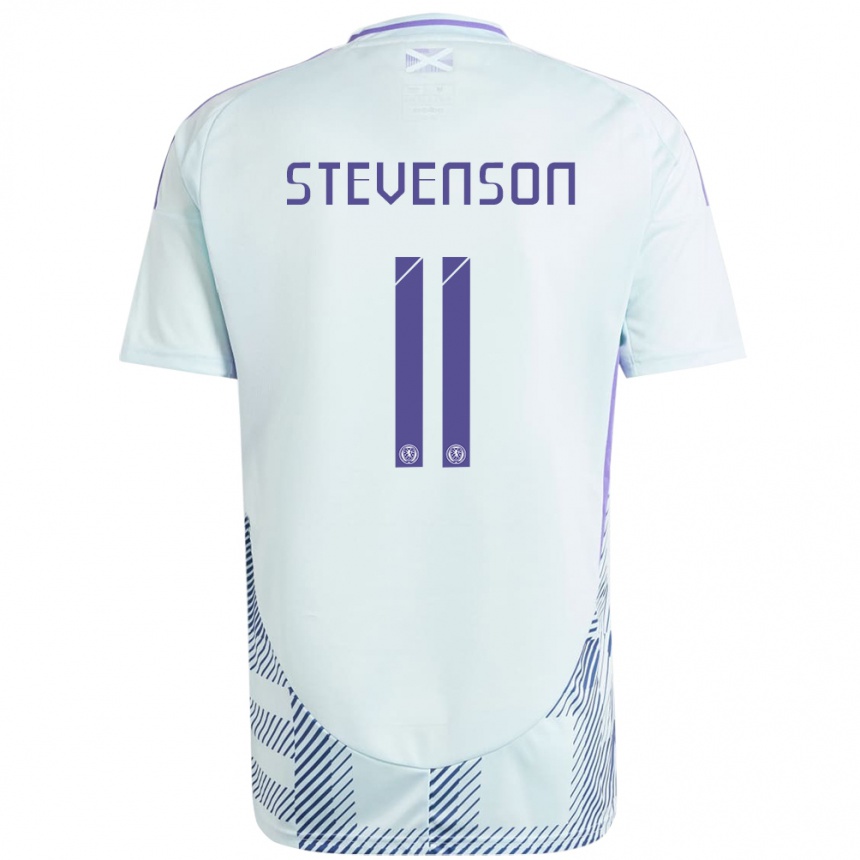 Kinder Fußball Schottland Gus Stevenson #11 Helles Mintblau Auswärtstrikot Trikot 24-26 T-Shirt Luxemburg