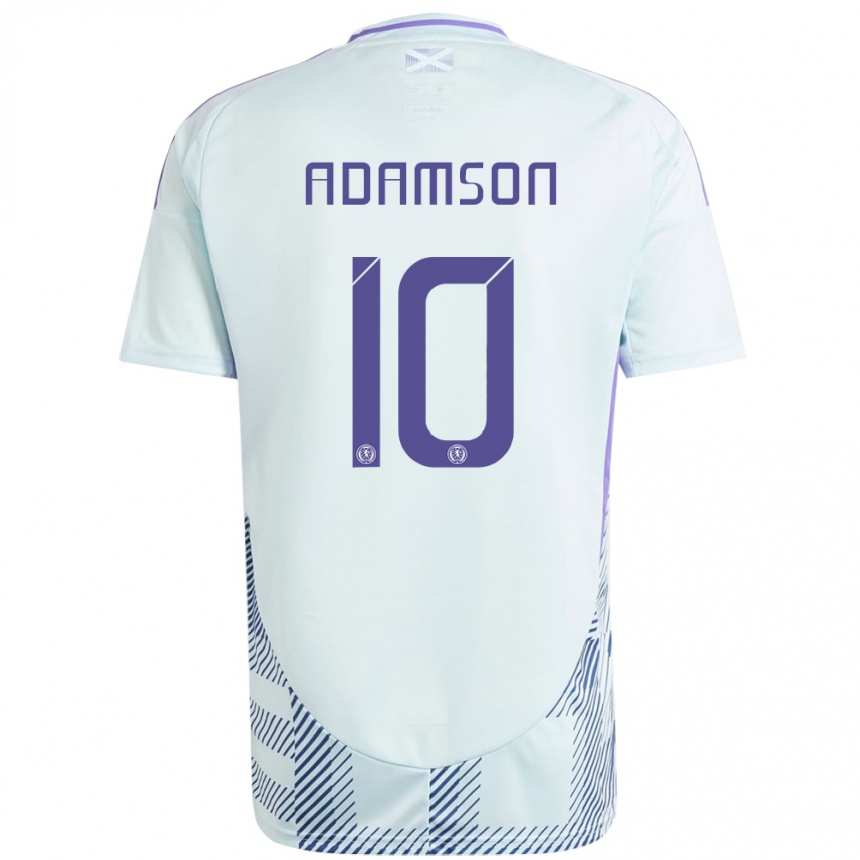 Kinder Fußball Schottland Calum Adamson #10 Helles Mintblau Auswärtstrikot Trikot 24-26 T-Shirt Luxemburg