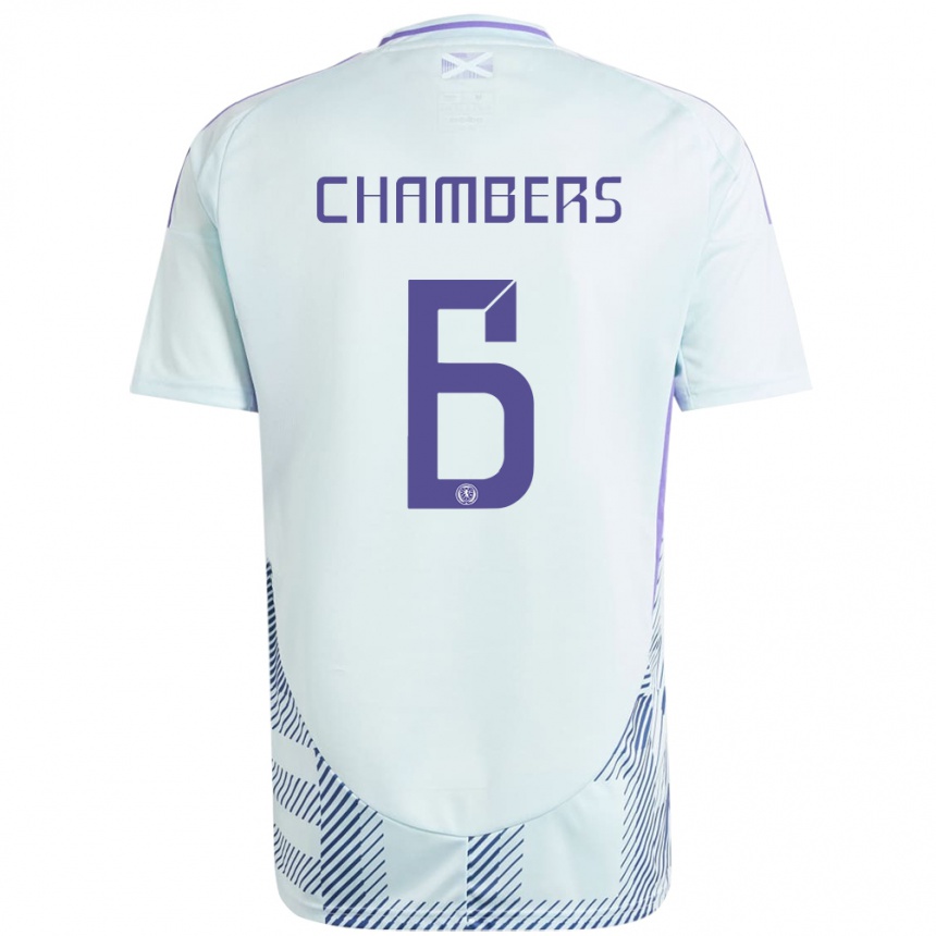 Kinder Fußball Schottland Sam Chambers #6 Helles Mintblau Auswärtstrikot Trikot 24-26 T-Shirt Luxemburg